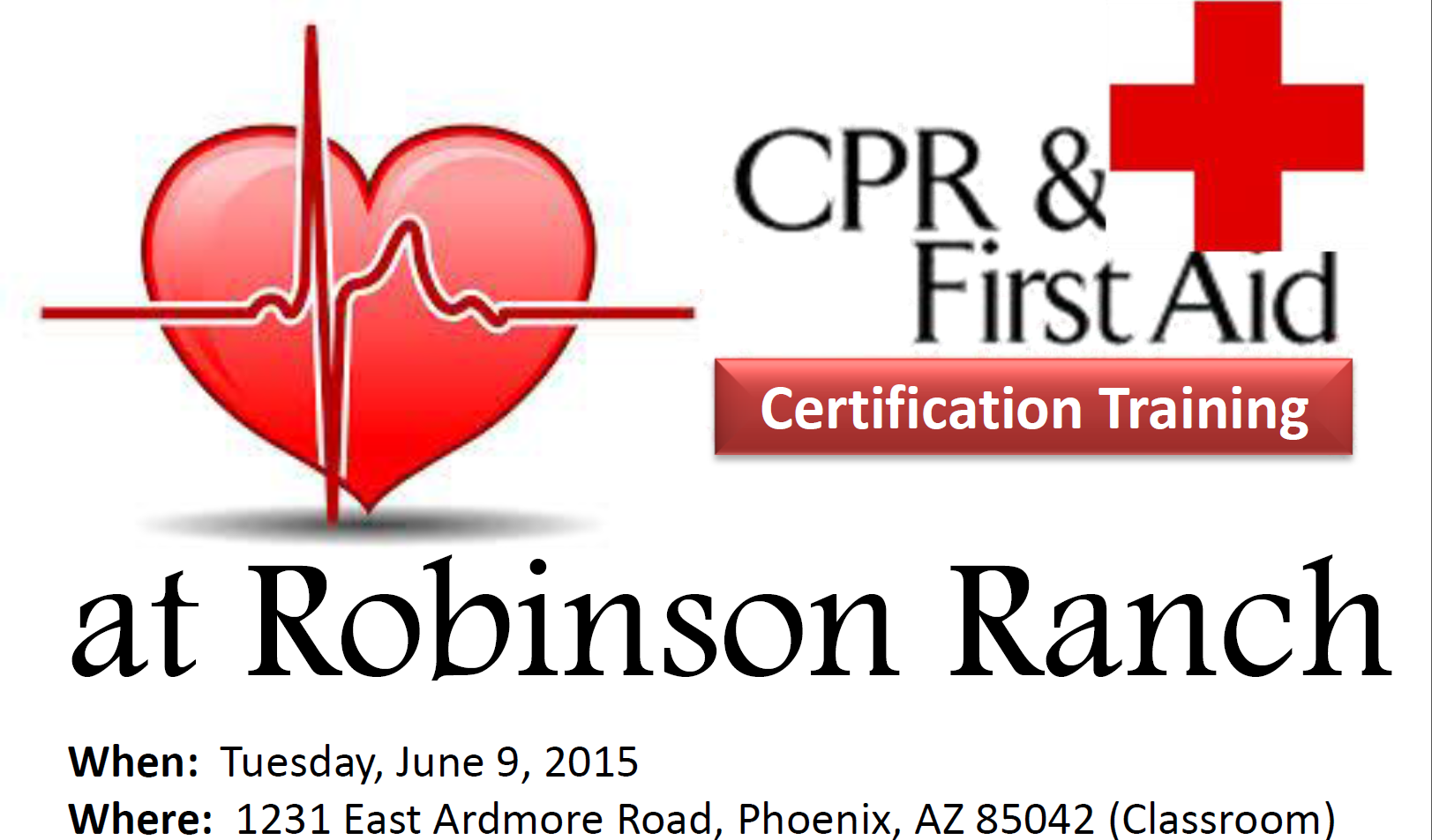 CPR and First Aid Certification training Robinson Ranch